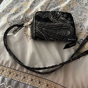 Zipped small wallet with lanyard